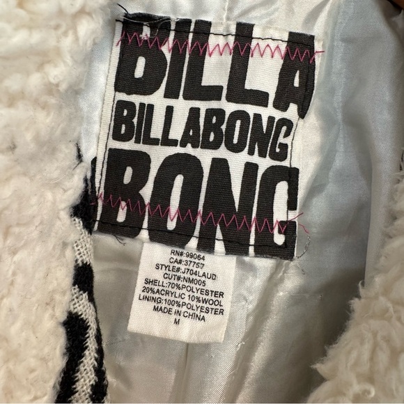 Billabong Geometric Black and White Coat Y2K Boho Hippie M - Picture 7 of 7